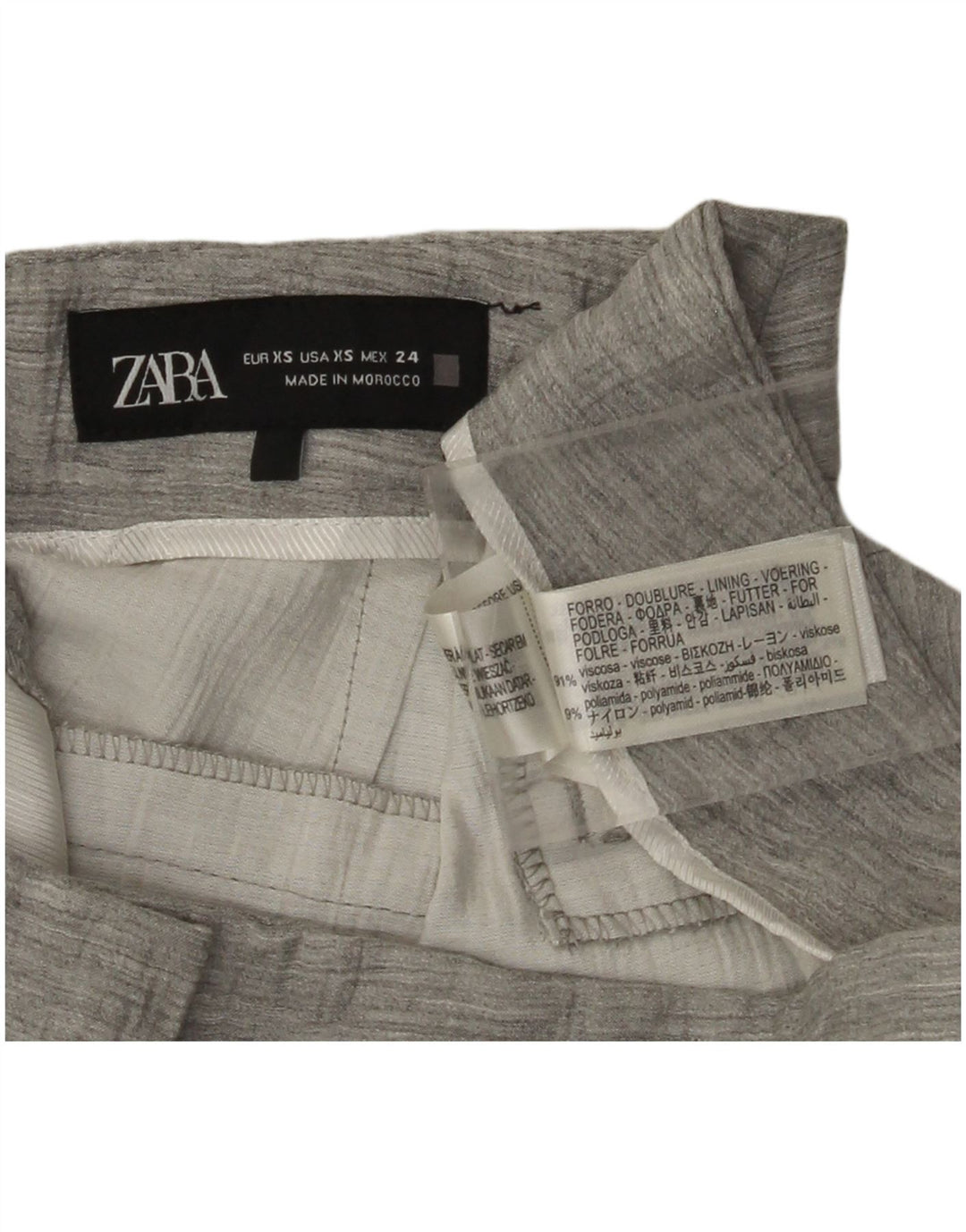 Pantaloni chino drepți ZARA pentru femei XS W27 L32 gri viscoză