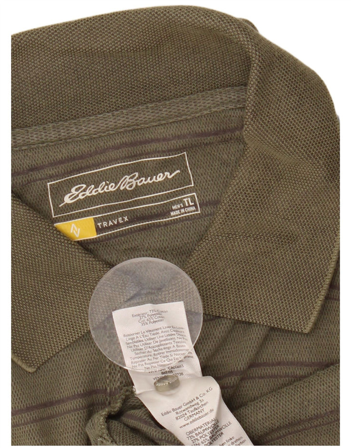 Cămașă polo Eddie Bauer pentru bărbați, înalt, cu formă normală, din bumbac cu dungi kaki