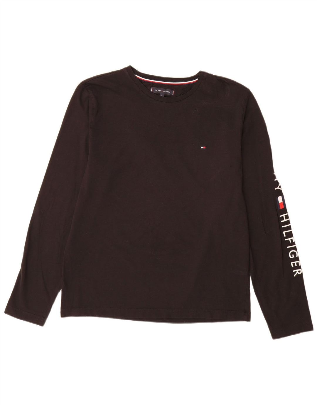 Top grafic pentru bărbați Tommy Hilfiger cu mânecă lungă, mare, negru, bumbac