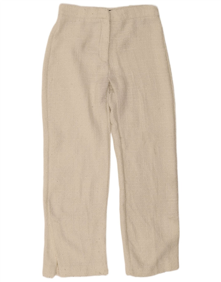 Pantaloni Drepți Casual Zara Femei L30 L31 Alb Poliester