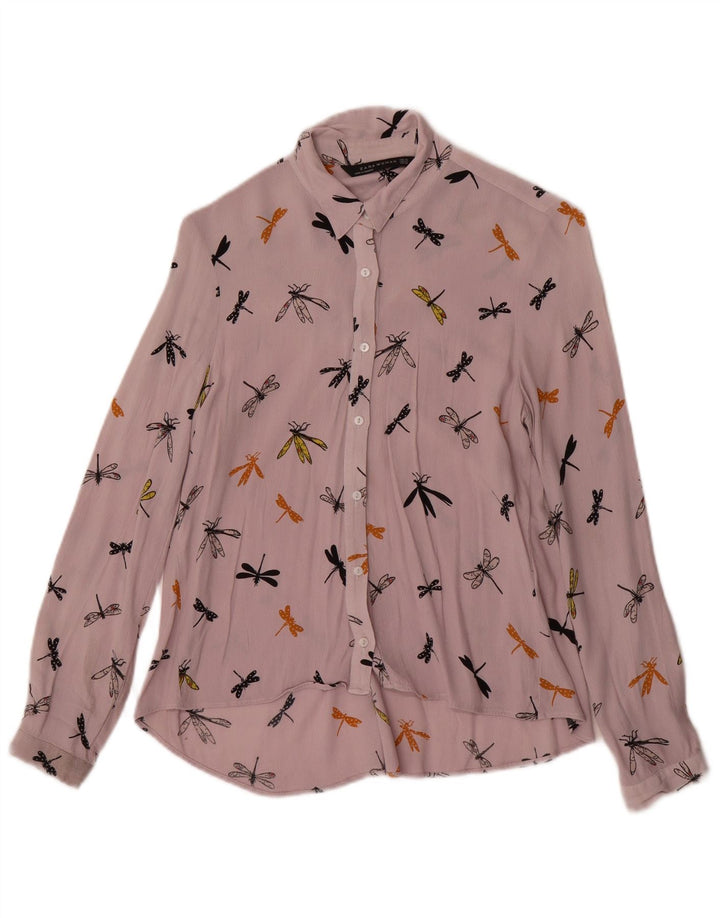 Bluză cămașă pentru femei cu model abstract ZARA UK 6 XS violet