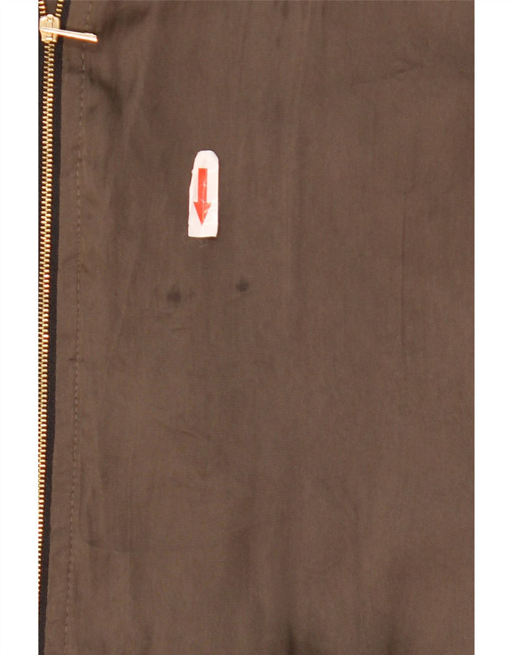 Jachetă bomber supradimensionată pentru femei Zara UK 10 Mic Kaki Poliester color bloc
