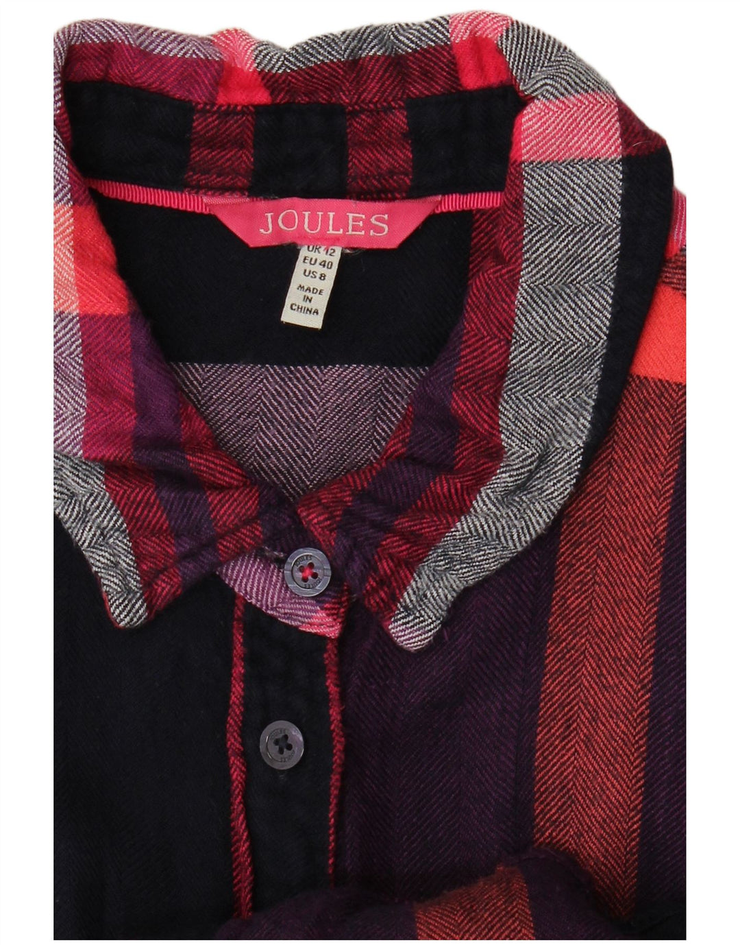 Cămașă de flanel pentru femei Joules UK 12 Medium Black Check