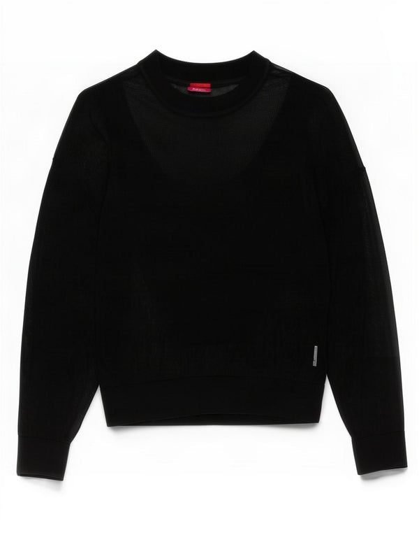Top pentru femei Hugo Boss cu mânecă lungă UK 14 Medium Negru