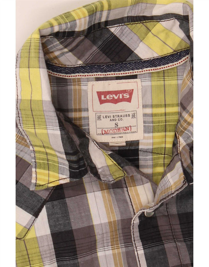 Cămașă modernă pentru bărbați Levi's, bumbac cu carouri mici, gri