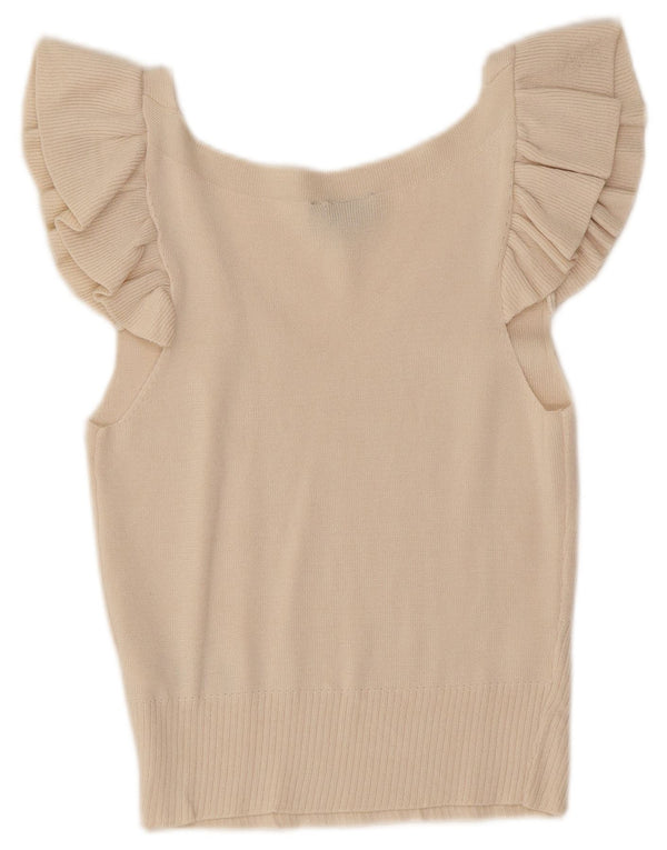Topshop pentru femei Crop Bluze Top UK 12 Medium Off White Viscose