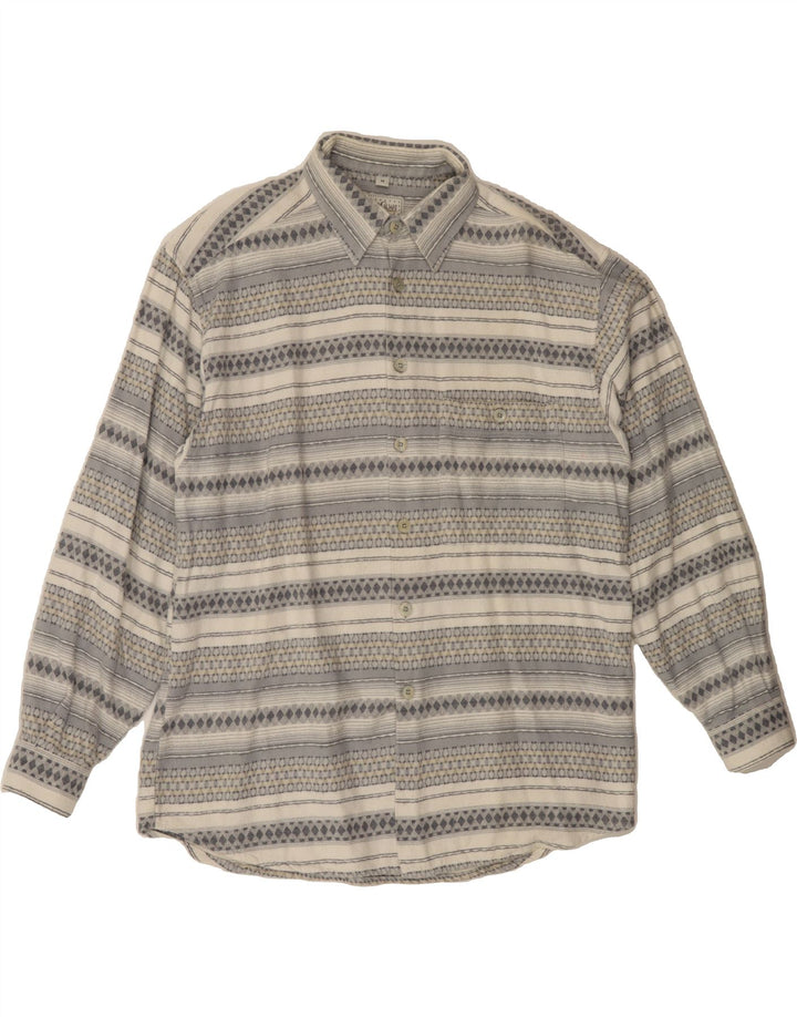 PACO CALVARI Mens Flannel Shirt Medium Grey Fair Isle Cotton Vintage Paco Calvari and Second-Hand Paco Calvari from Messina Hembry 