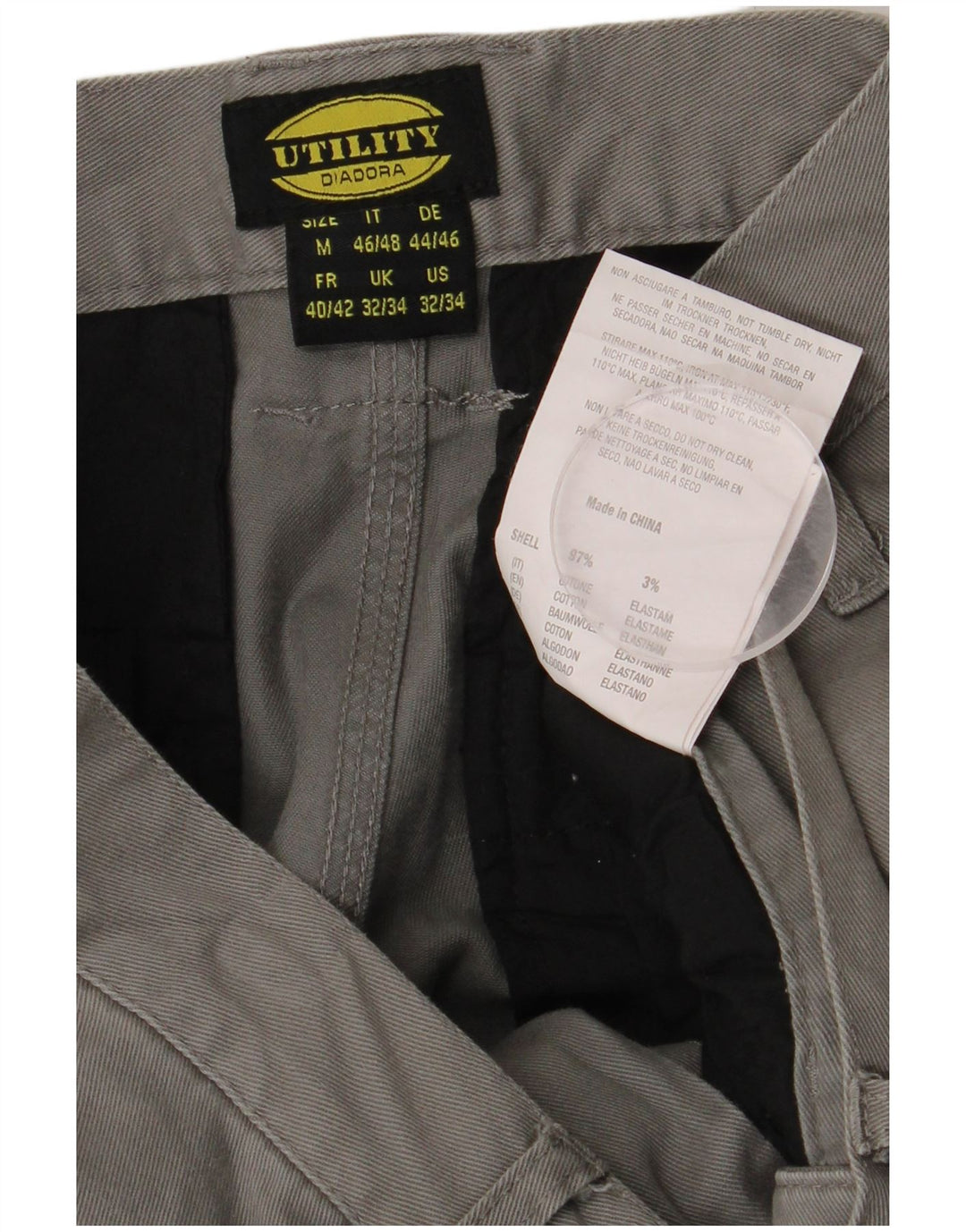 Pantaloni cargo subțiri pentru bărbați DIADORA L32 L34 bumbac gri