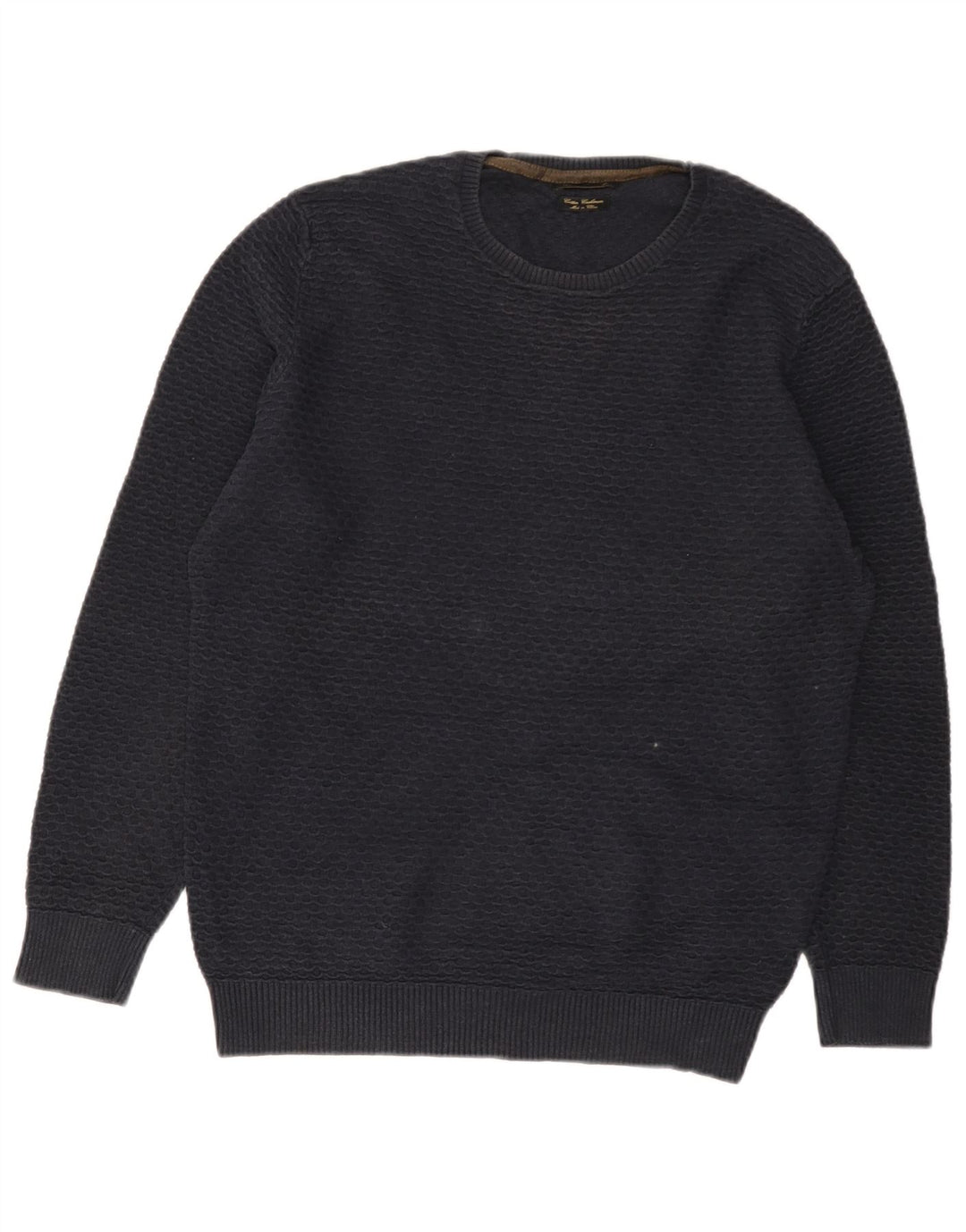 Pulover Massimo Dutti pentru bărbați cu gât crew pulover mic din bumbac bleumarin