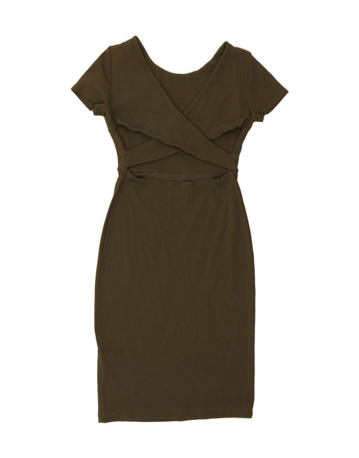 ZARA Womens Bodycon Dress UK 14 Large Khaki Vintage Zara and Second-Hand Zara from Messina Hembry 