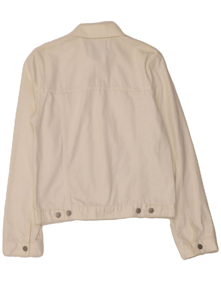 CHEAP MONDAY Womens Denim Jacket UK 14 Medium Off White Cotton Vintage Cheap Monday and Second-Hand Cheap Monday from Messina Hembry 