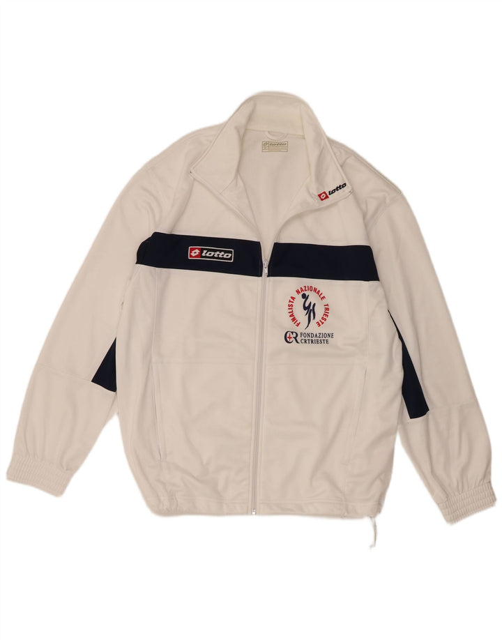 Jachetă de trening grafică pentru bărbați Lotto XL, alb, poliester color bloc