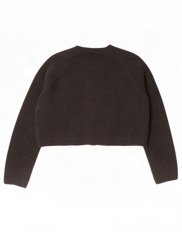 Zara Womens Crop Oversized Cardigan Sweater UK 10 Small Grey Acrylic