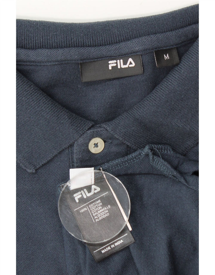 Tricou polo Fila pentru bărbați cu mânecă lungă, bumbac mediu albastru bleumarin