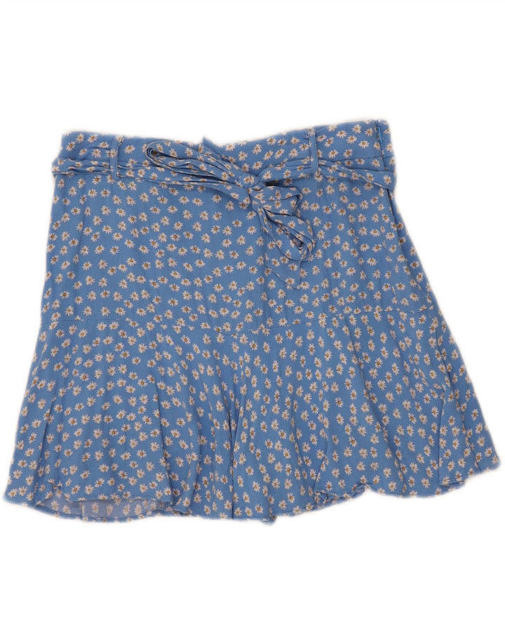 ZARA Womens Mini Skirt Large W30  Blue Floral Viscose Vintage Zara and Second-Hand Zara from Messina Hembry 