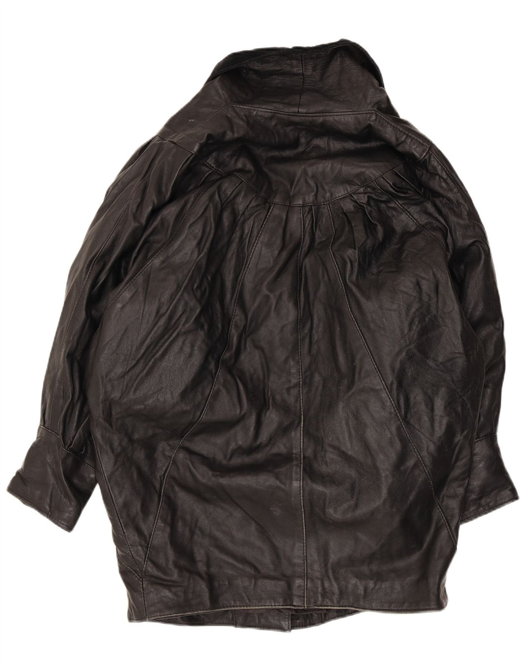 Palton din piele vintage pentru femei liliac UK 16 mare negru