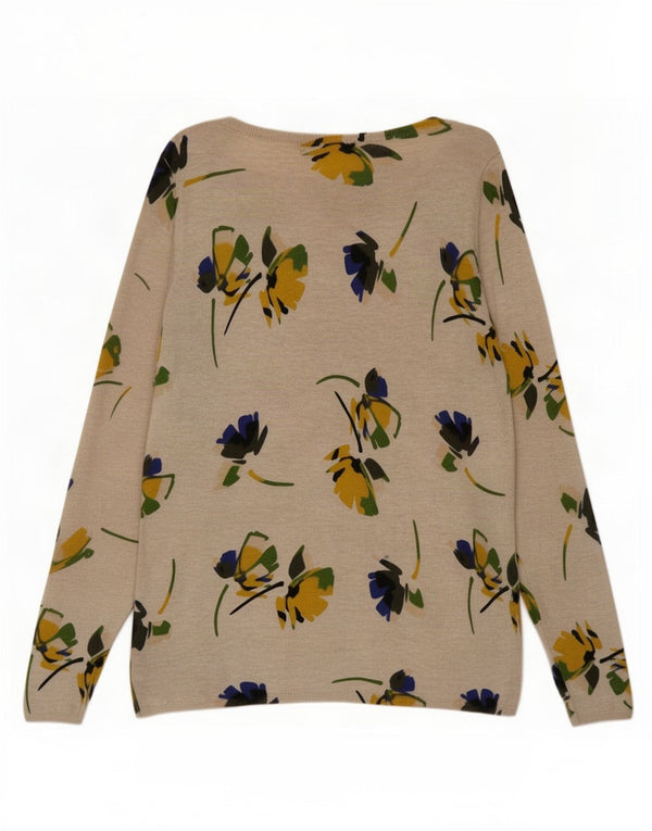 Pulover pentru femei Marks & Spencer, cu gât de barcă, UK 12 Medium Bej Floral