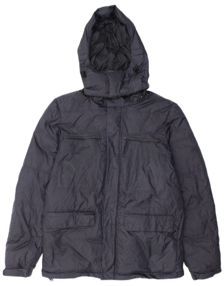 ASPESI Mens Hooded Padded Jacket UK 36 Small Navy Blue Polyamide