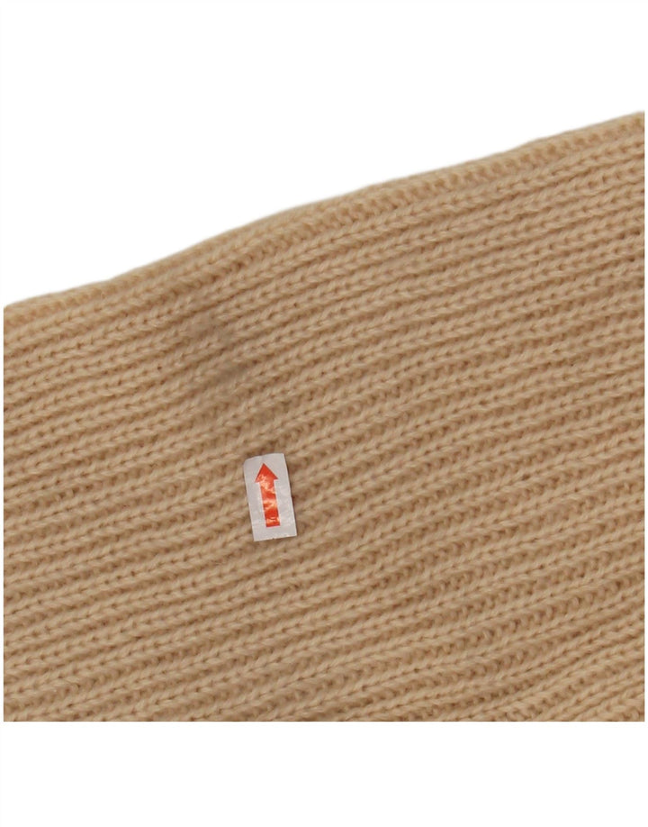 VINTAGE Pulover cu gât rulat pentru femei UK 12 Medium Bej Acrilic cu dungi