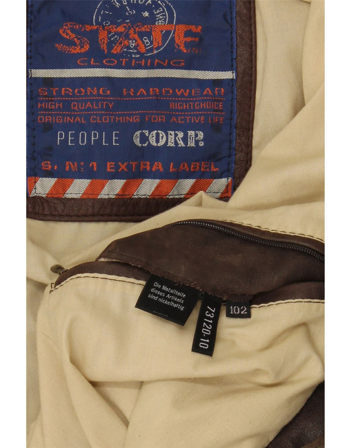 Jachetă de piele pentru bărbați VINTAGE UK 42 XL din piele maro
