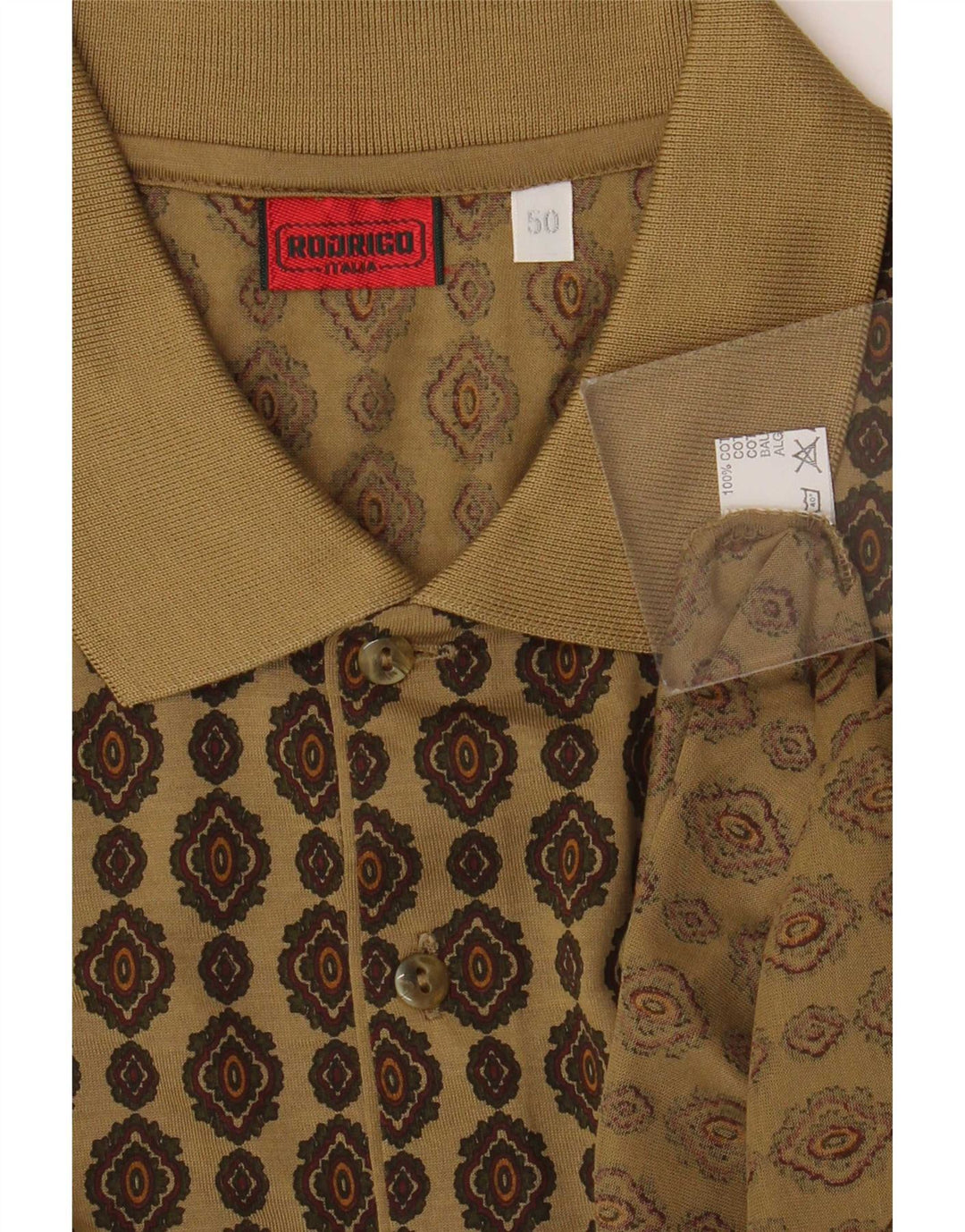 Tricou polo Rodrigo pentru bărbați IT 50 Medium Kaki Geometric Bumbac