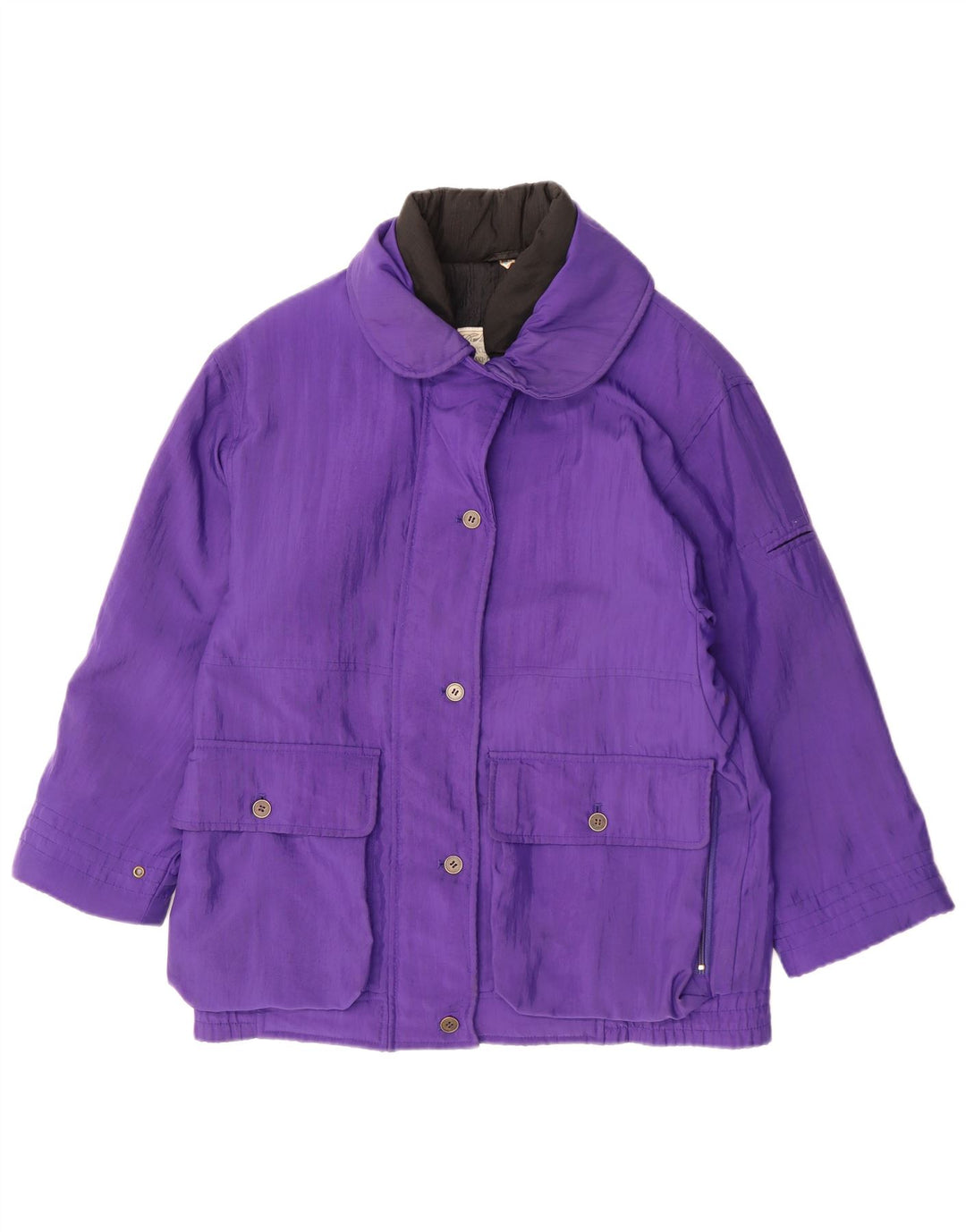 Jachetă de schi supradimensionată pentru femei vintage UK 8 mic violet din poliamidă retro