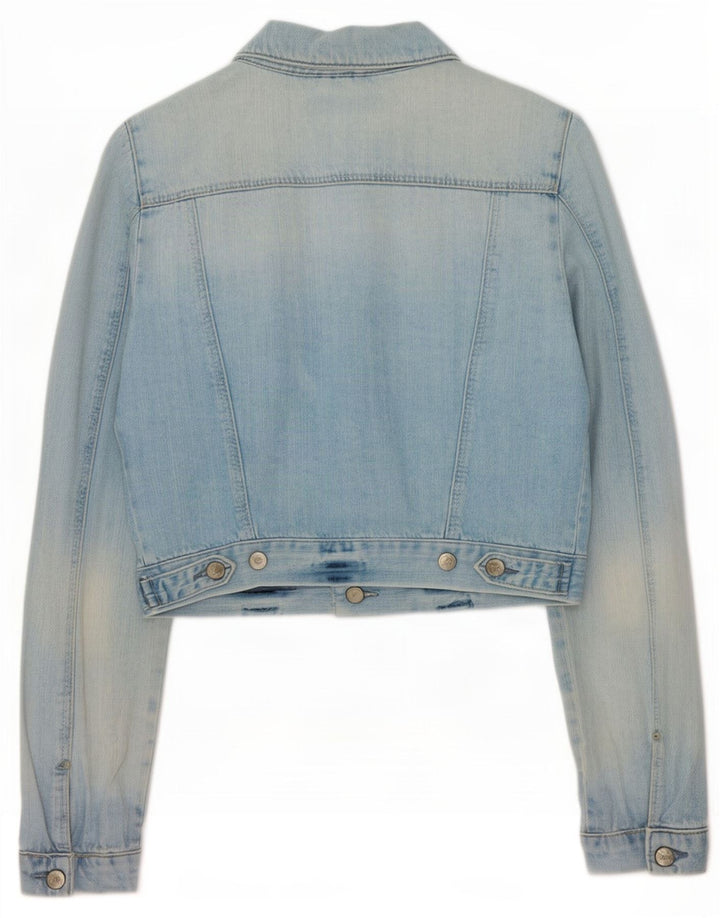 Jachetă de blugi crop pentru femei Moto UK 12, bumbac albastru mediu