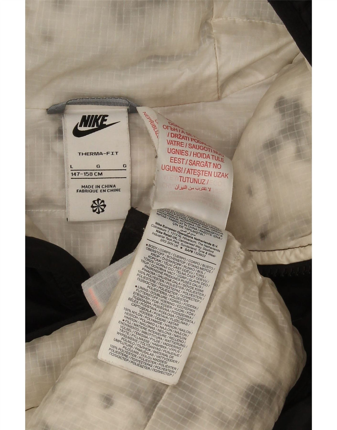 Jachetă căptușită cu glugă Nike pentru băieți 12-13 ani, mare, negru, nailon