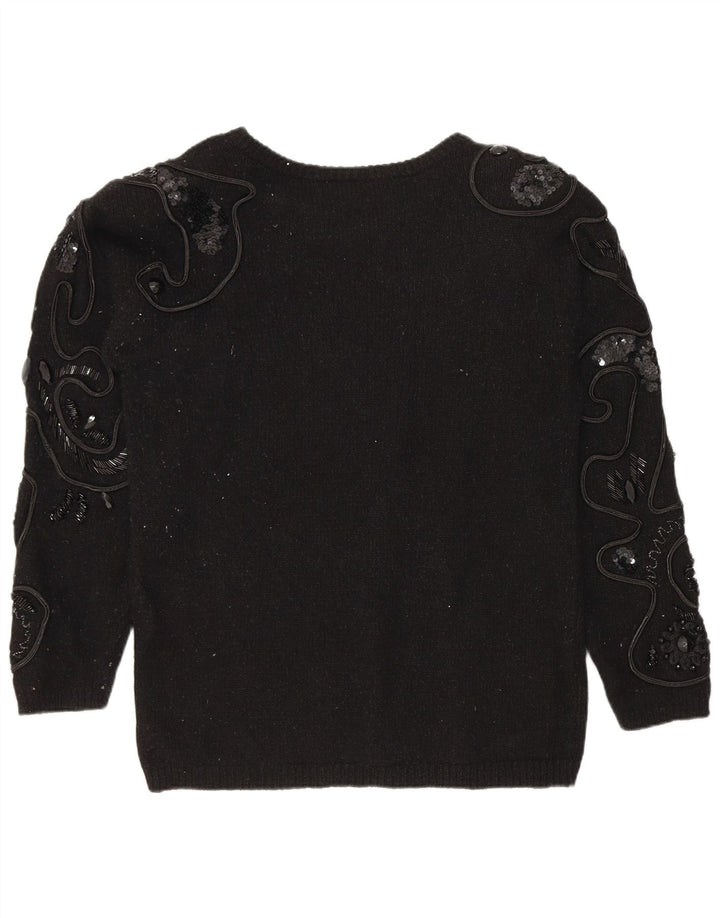 I.B Diffusion Pulover pentru femei cu gâtul cu barca UK 14 Medium Black Silk