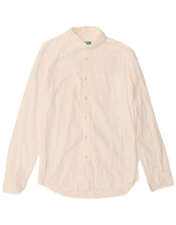 Benetton Mens Shirt Medium White Cotton