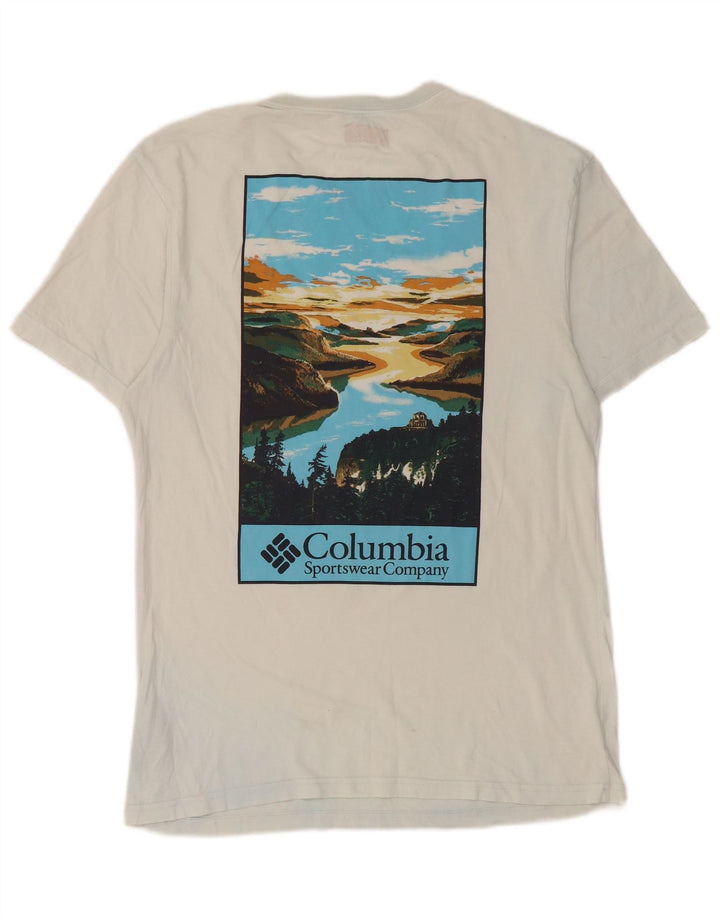 Tricou grafic Columbia pentru bărbați Top mic, alb, bumbac