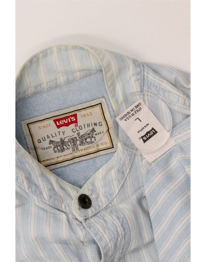 Cămașă cu mânecă scurtă Levi's pentru bărbați, bumbac cu dungi albastre mari
