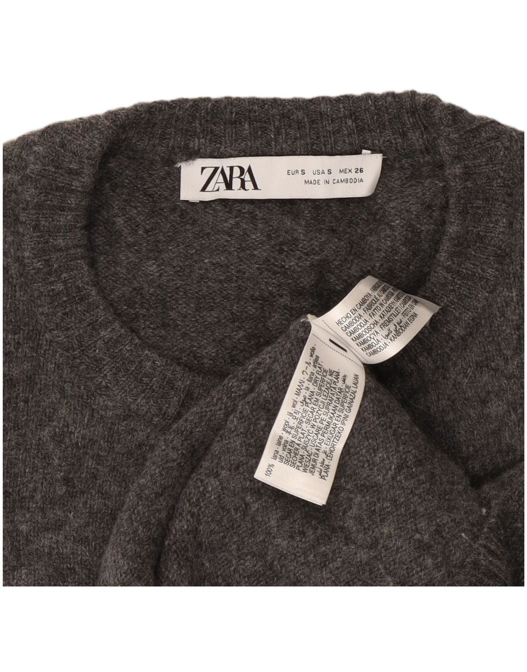Pulover cardigan pentru femei Zara UK 10, lână gri mică