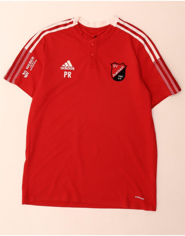 Tricou cu grafică Adidas Aeroready pentru bărbați Top mediu roșu din bumbac color bloc