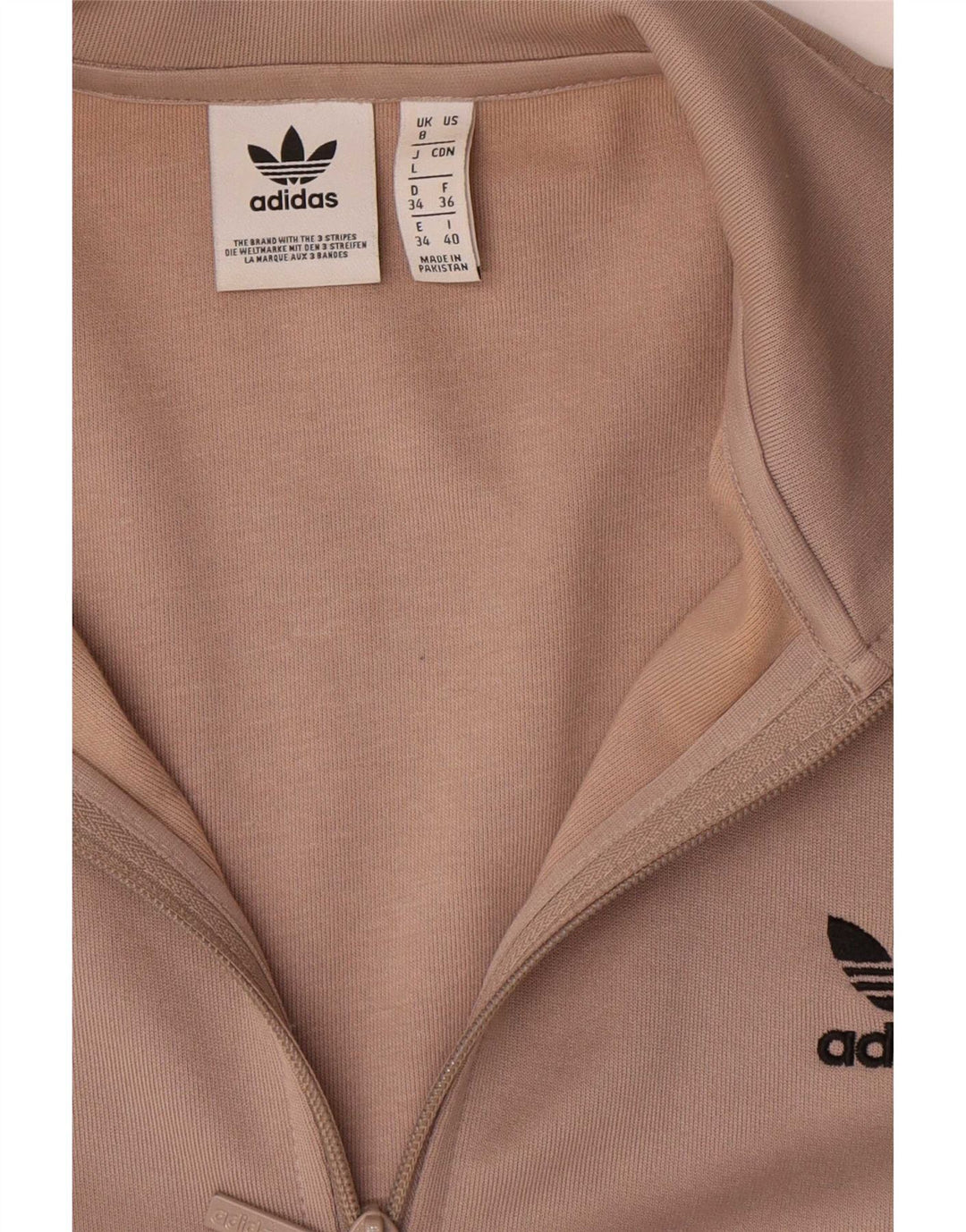 Jachetă de top pentru trening supradimensionată Adidas pentru femei UK 8 Small Beige Poliester