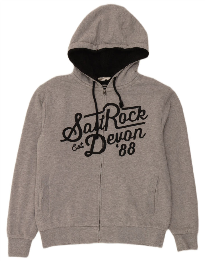 Pulover pentru bărbați Saltrock Devon Graphic Sherpa cu fermoar, gri mediu, retro