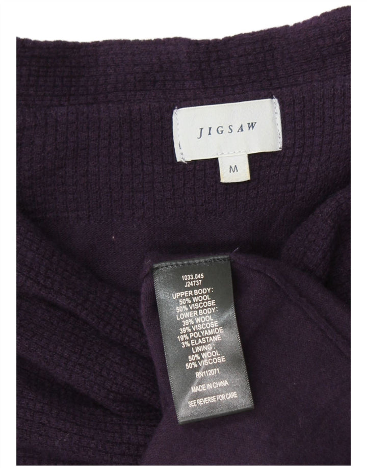 JIGSAW Rochie Jumper pentru femei cu mâneci 3/4 UK 14 Lână violet mediu