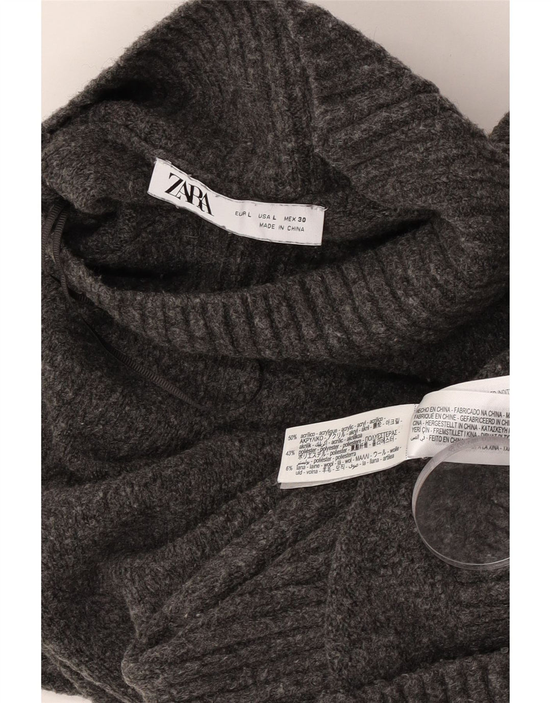 Pulover oversize cu gât țestoasă pentru femei Zara UK 16 mare, gri