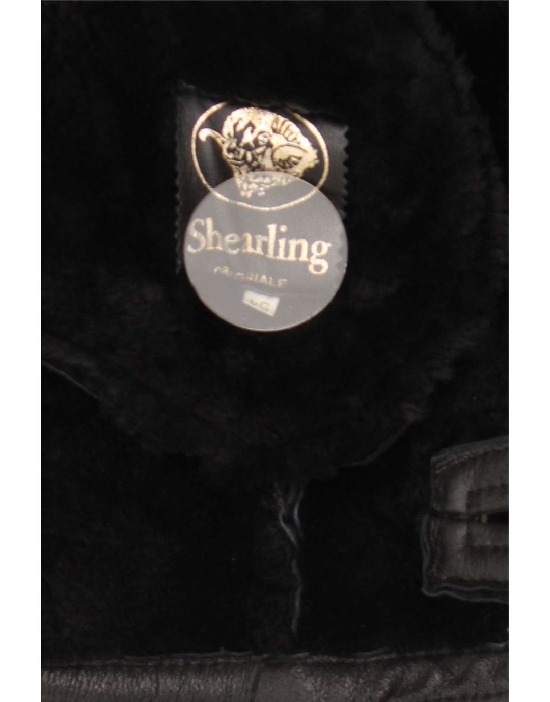 Jachetă vintage pentru bărbați din shearling IT 54 2XL negru din shearling
