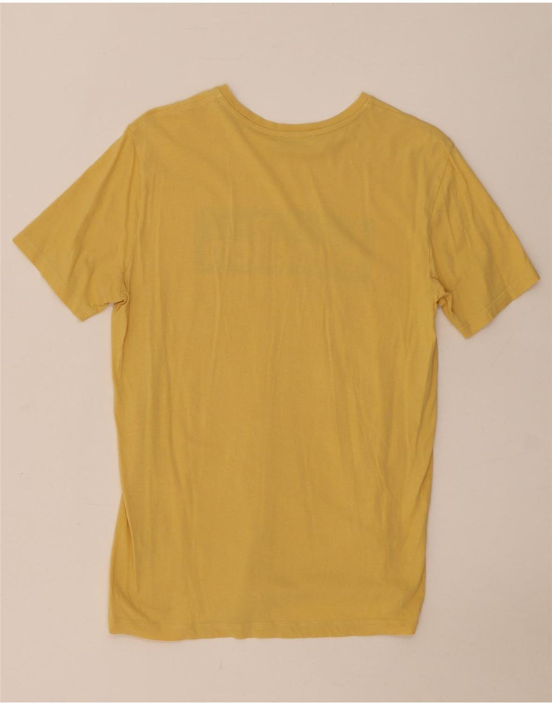 Tricou grafic Benetton pentru bărbați Top din bumbac galben mediu