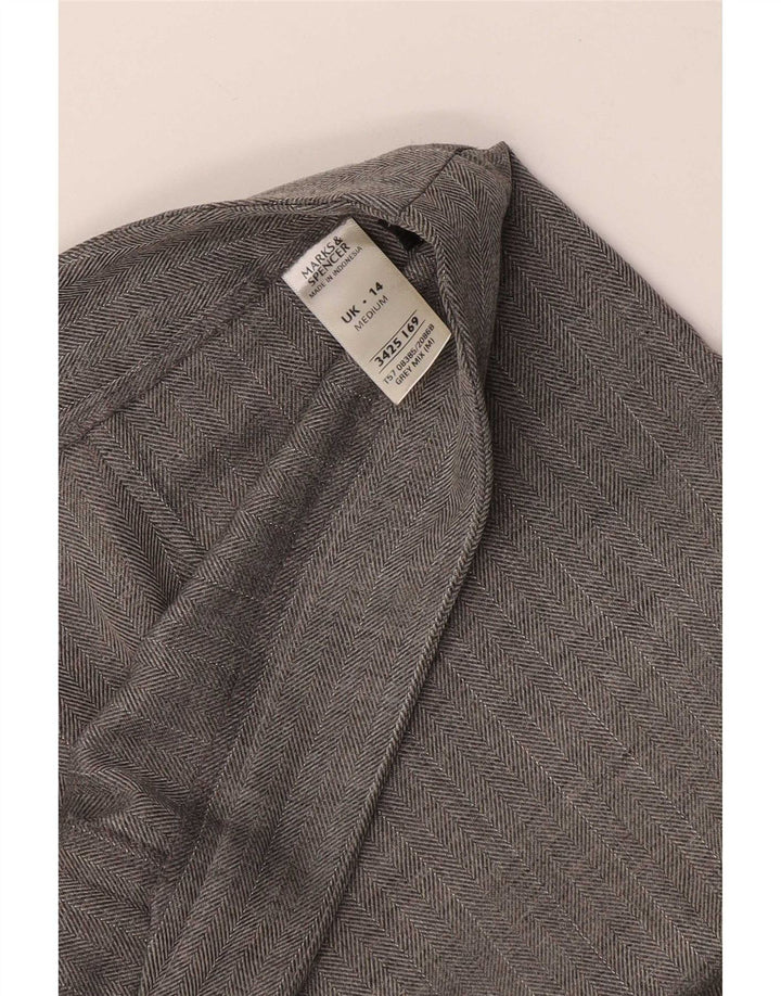Pantaloni de costum pentru femei Marks & Spencer UK 14 Medium L32 L28 Gri Herringbone