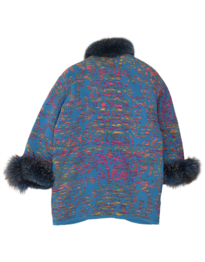 STIZZOLI Palton dublu tricot pentru femei UK 20 2XL Blue Paisley