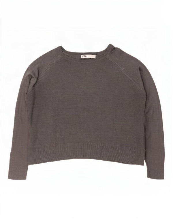 Pulover oversize cu gât de barca Zara pentru femei UK 10 Mic Gri