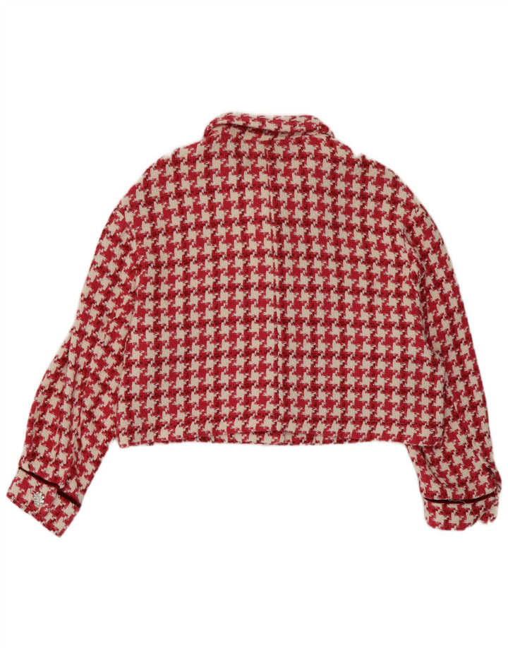 Jachetă Bolero pentru femei Zara UK 14, bumbac cu picior de găină roșu mediu