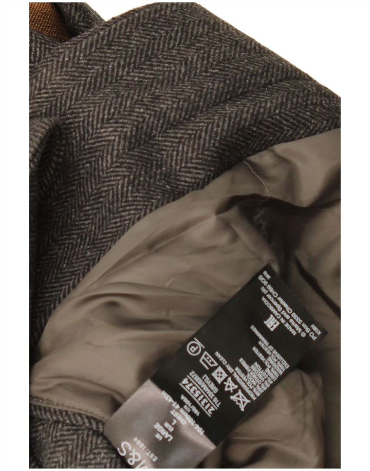 Pardesiu pentru bărbați Marks & Spencer UK 40 mare, gri Heringbone Classic