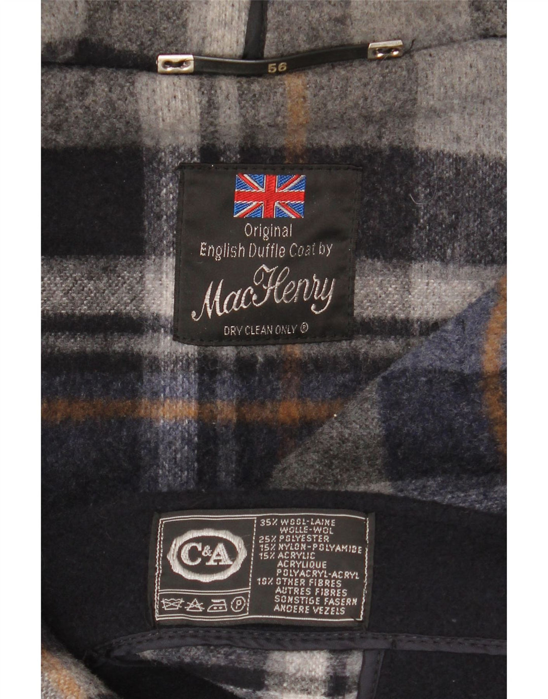 C&A Manson cu glugă pentru bărbați EU 56 3XL Lână bleumarin