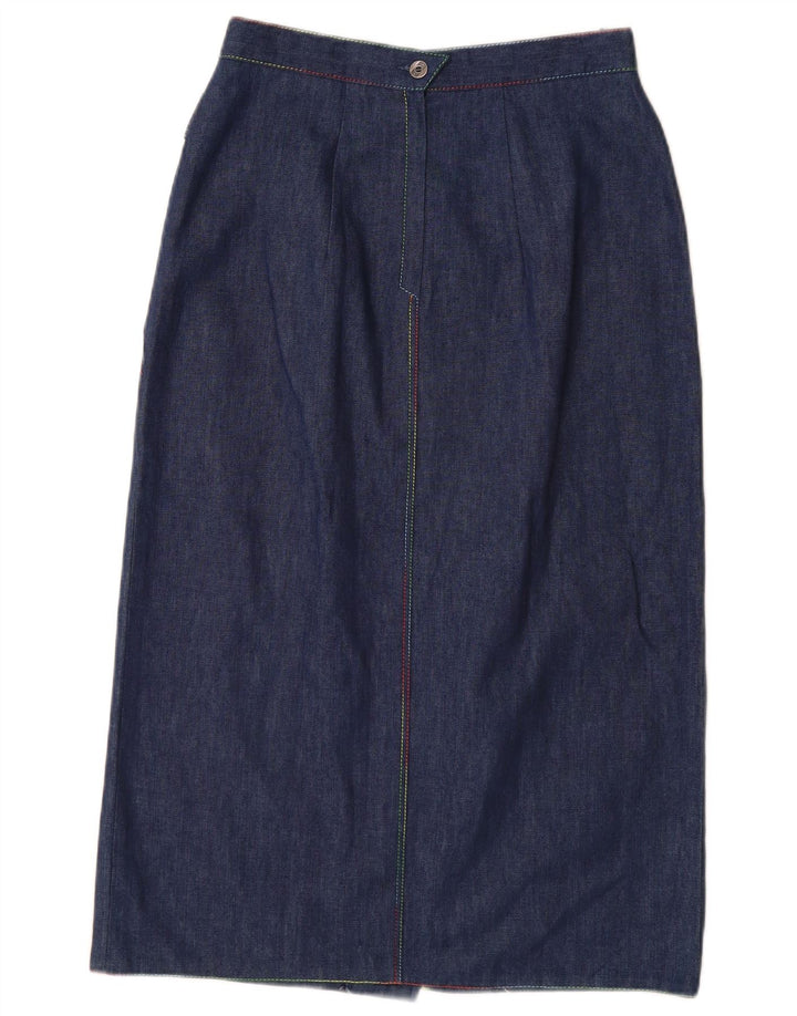 Fusta de blugi pentru femei VINTAGE cu talie înaltă EU 38 Medium W26 Bumbac bleumarin