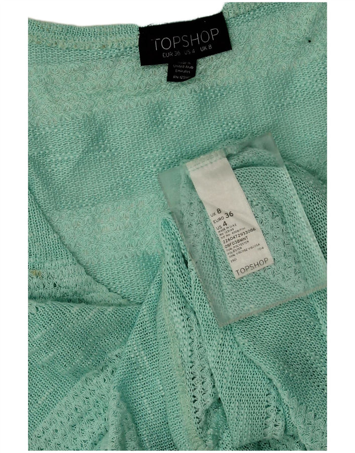 Topshop Vest Top pentru femei UK 8 Small Turcoaz Striped Poliester