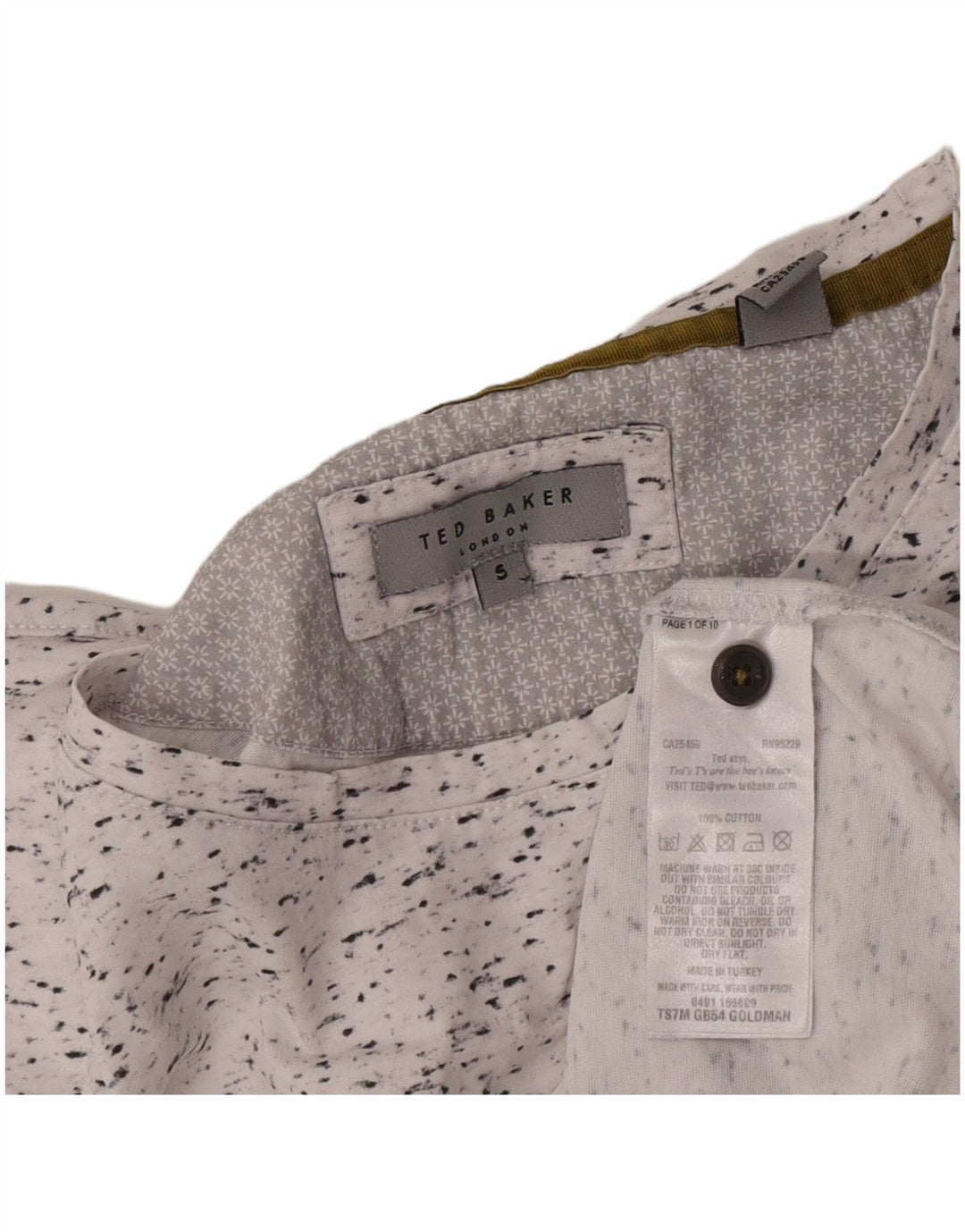 Tricou pentru bărbați Ted Baker Mărimea de sus 5 XL Bumbac cu pete albe