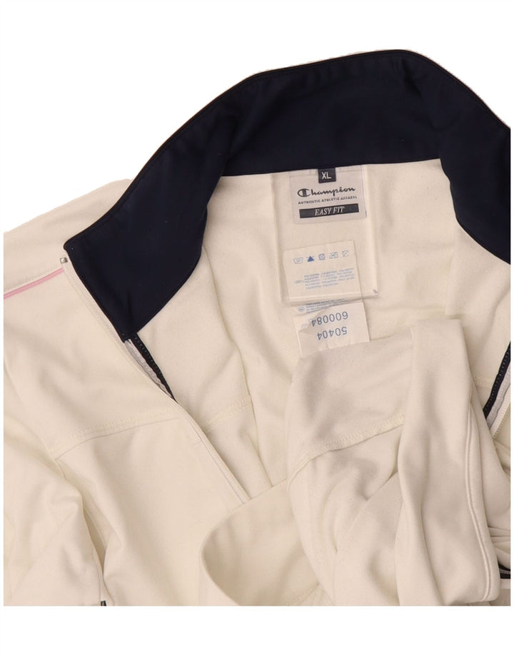 CHAMPION Mens Easy Fit Tracksuit Top Jacket XL White Polyester Vintage Champion and Second-Hand Champion from Messina Hembry 